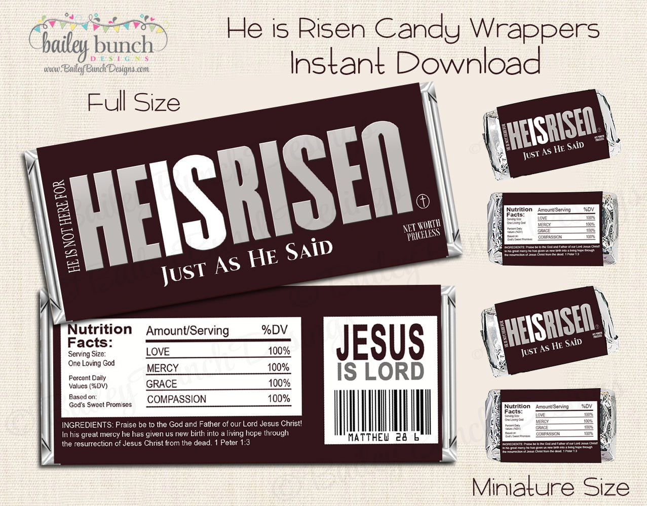 Easter He is Risen Candy Bar Wrapper IDEASTERCANDYBAR0520 – Bailey Bunch Designs easter-he-is-risen-candy-bar-wrapper-ideastercandybar0520-bailey-bunch-designs