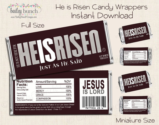 Easter He is Risen Candy Bar Wrapper IDEASTERCANDYBAR0520