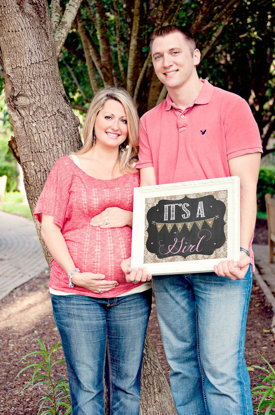Shabby Chic Pregnancy GENDER REVEAL Chalkboard Signs - DOWNLOAD IDSHABGENDREV0520