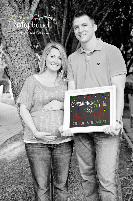 Pregnancy Reveal Announcement Chalkboard Sign, Christmas Pregnancy LIGHTSTP0520