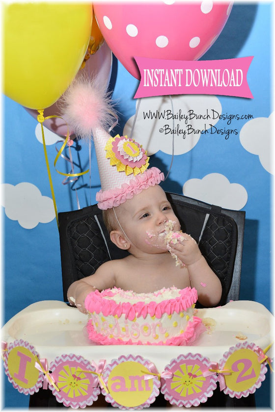 You are my Sunshine Banner, I am TWO Banner, Highchair Banner, INSTANT DOWNLOAD IDSUNIAM2BNR0520