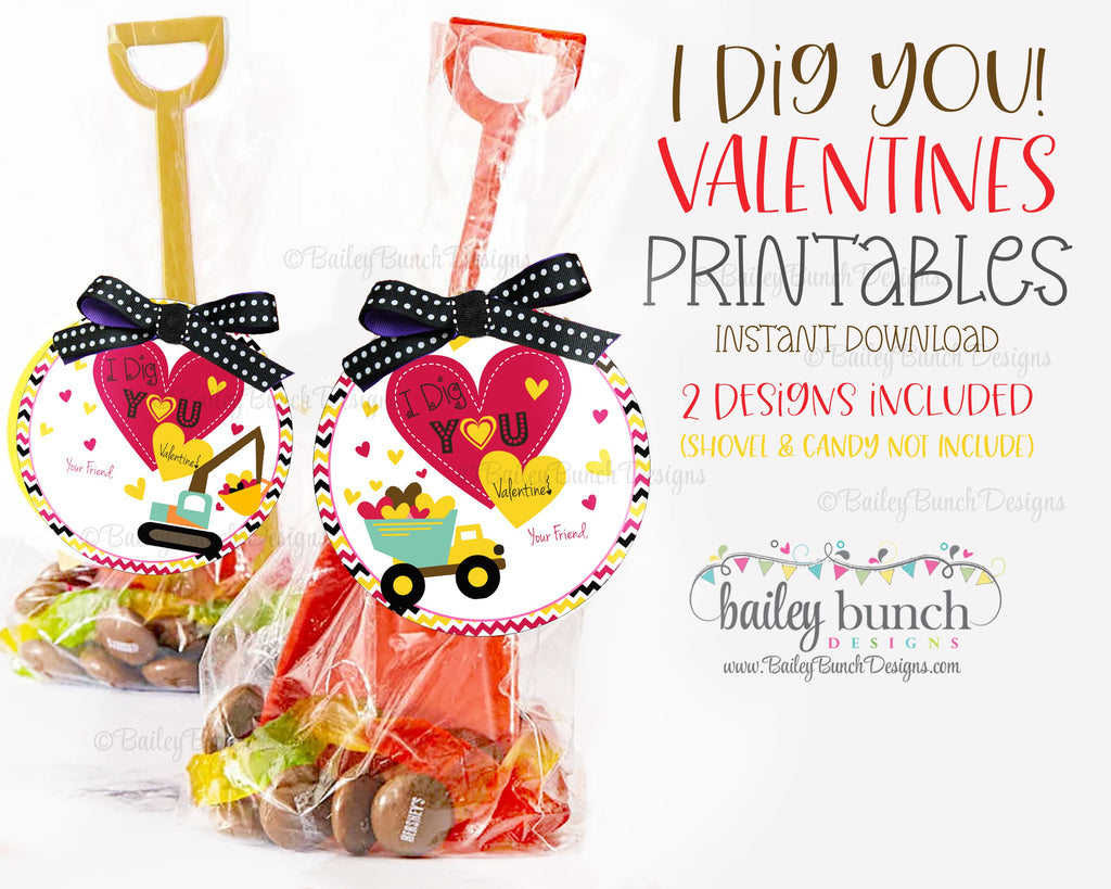 I Dig You Shovel Valentine Treat Tags, Valentines IDVDAYDIG0520