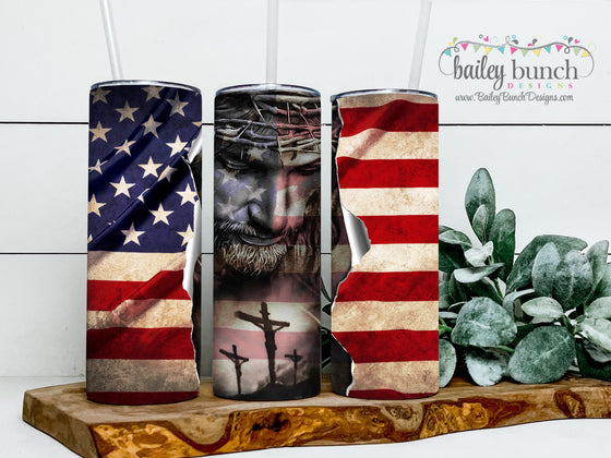 Jesus Flag Cross Shimmer Glitter Tumbler TUMBJESUSFLAG0520