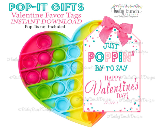 Valentine Pop It Fidget Gift Tags PINK Valentine Tags IDVDAYPOPITPINKTAG0520