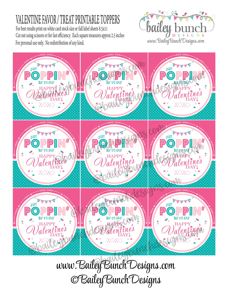Valentine Pop It Fidget Gift Tags Pink Poppin' By to Say Happy Valentine's Day IDVDAYPOPPINBYPINK0520