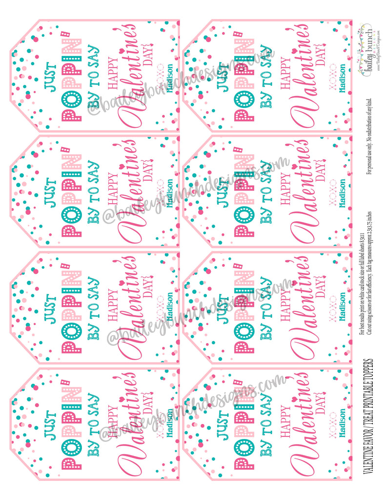 Valentine Pop It Fidget Gift Tags PINK Valentine Tags IDVDAYPOPITPINKTAG0520