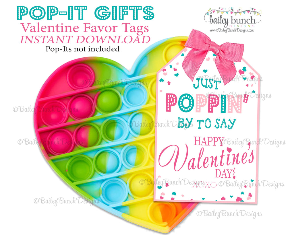Valentine Pop It Fidget Gift Tags Pink Hearts Valentine Tags IDVDAYPOPITPINKHEART0520