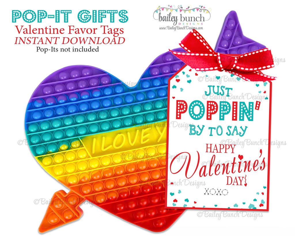 Valentine Pop It Fidget Gift Tags Red Hearts Valentine Tags IDVDAYPOPITREDHEART0520