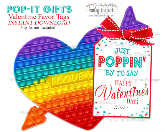 Valentine Pop It Fidget Gift Tags Red Hearts Valentine Tags IDVDAYPOPITREDHEART0520
