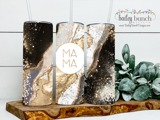 MAMA Black Gold Geodes Glitter Agate Shimmer Glitter Tumbler TUMBBG0520