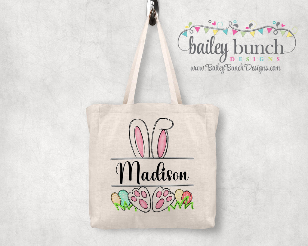 Easter Bunny Name Tote Basket Bunny Tote Bag Personalized BTOTE0520