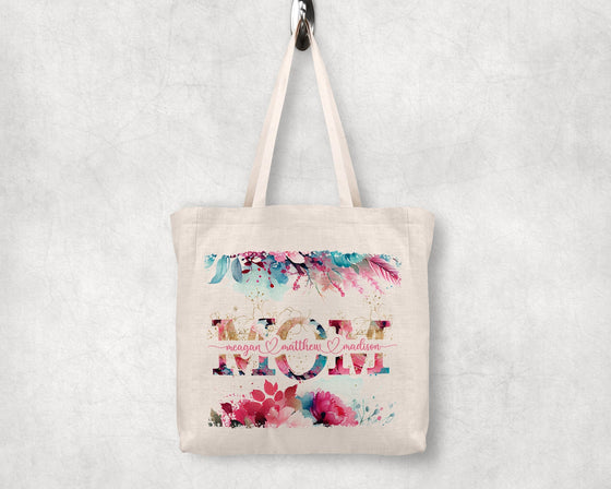 Mother's Day Pink & Teal Floral Tote M2TOTE0520