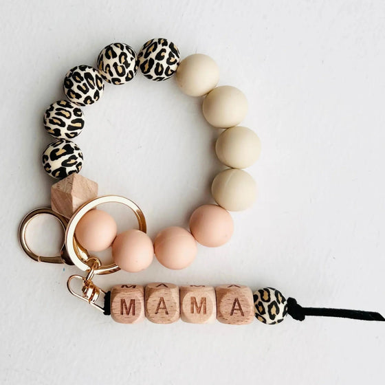 Mama Leopard Silicone Wristlet Keychain LWRIST0520
