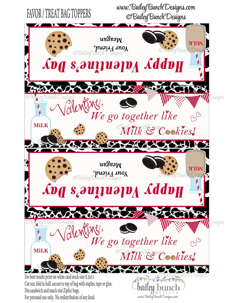 We go together like Milk & Cookies Bag Toppers, Valentines VDAYCOOKIE0520
