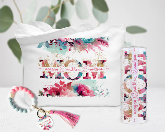 Mother's Day Floral Tote, Keychain, Tumbler Gift Box MDGB20520