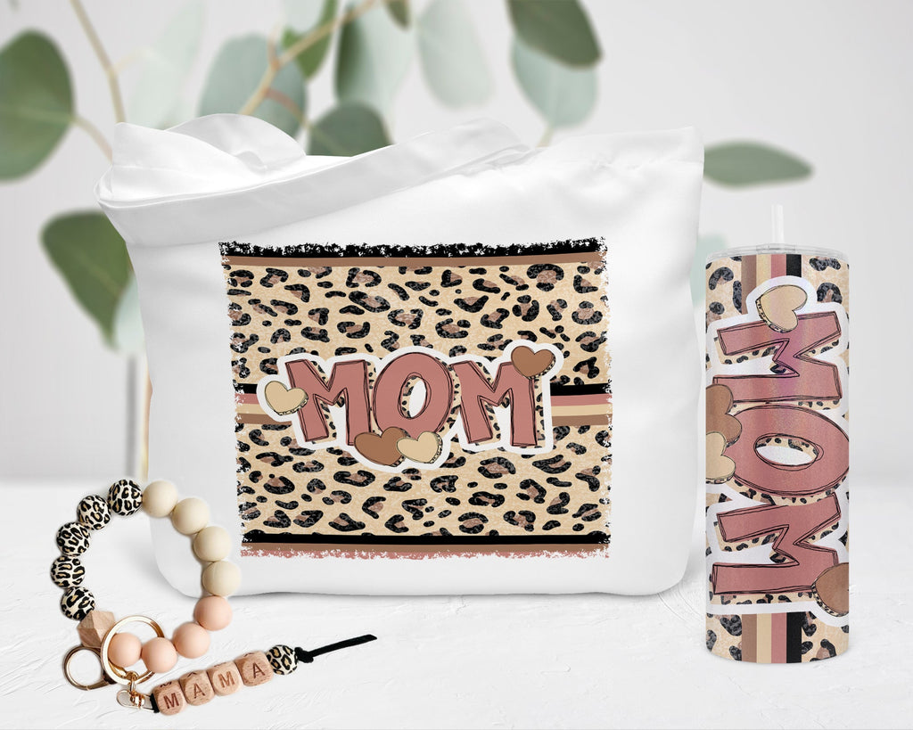 Mother's Day Leopard Tote, Wristlet Keychain & Tumbler Gift Box LMDGB30520