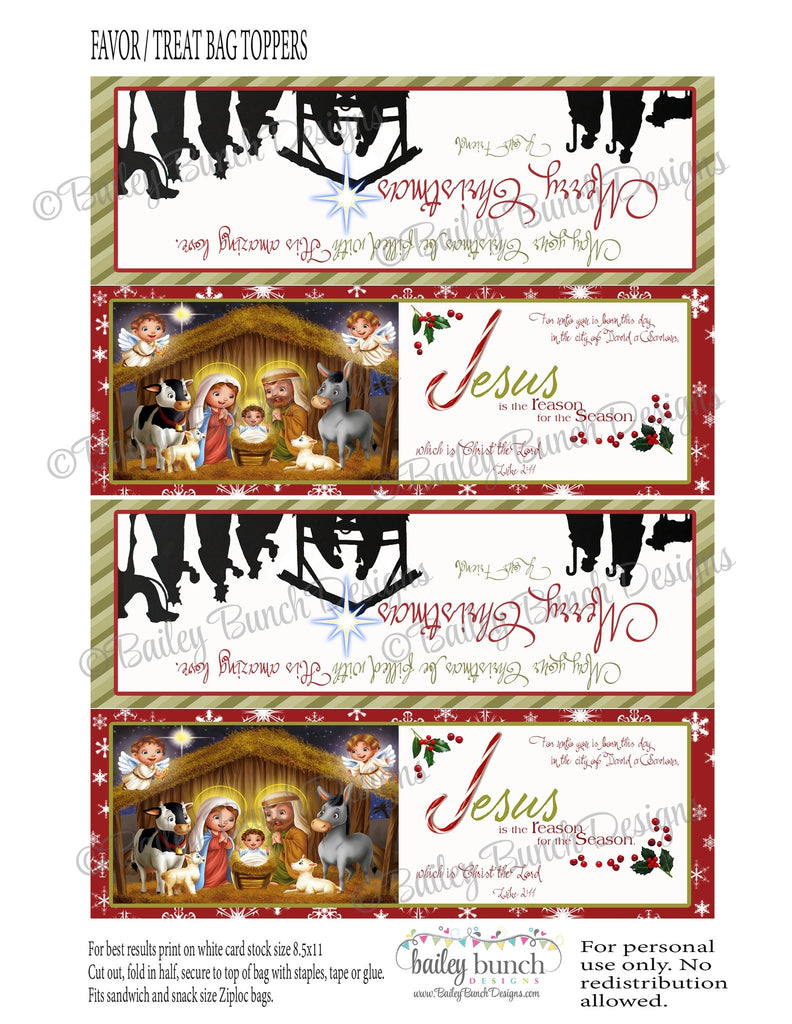 Nativity Treat Bags, Christian Christmas Toppers IDNATIVITY0520
