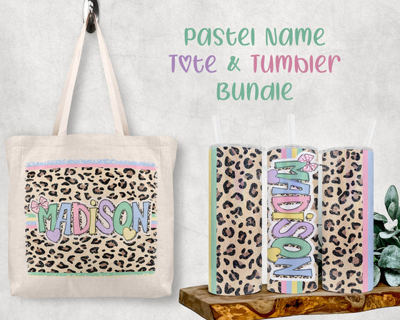 Easter Pastel Leopard Name Tote & Tumbler Bundle ETOTETUMBLER0520