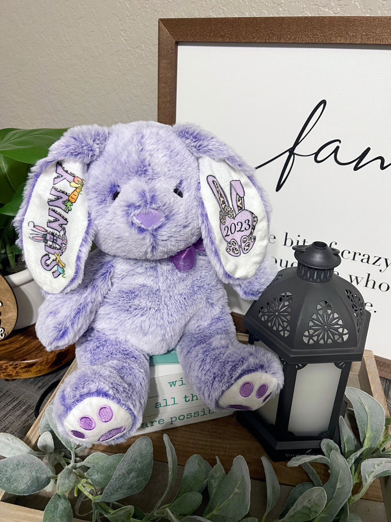 Easter Bunny Stuffed Plush Bunnies Purple Leopard Print & Puzzles Personalized 10inch BUNNYLP0520