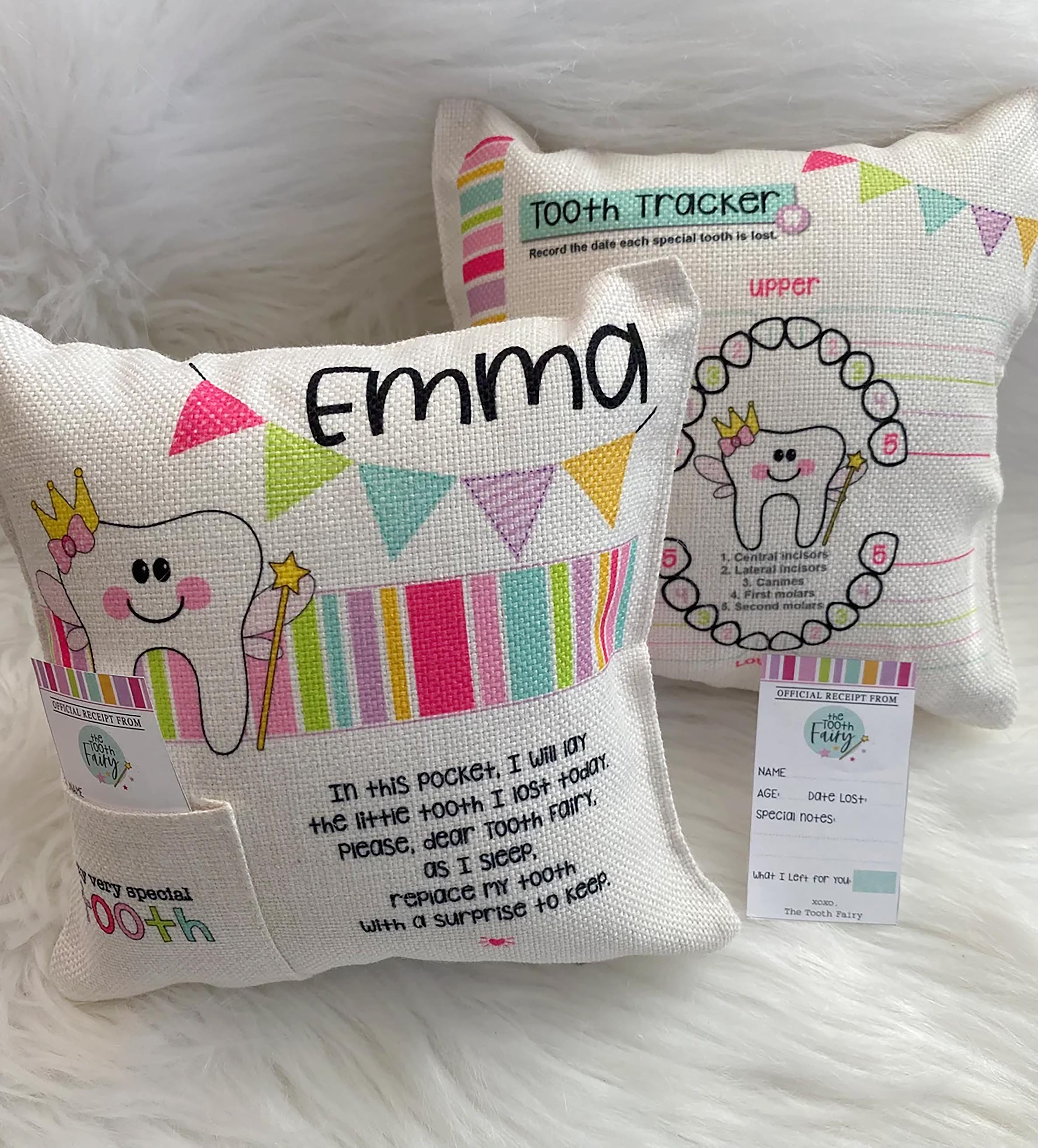 Tooth fairy on sale pillow personalized