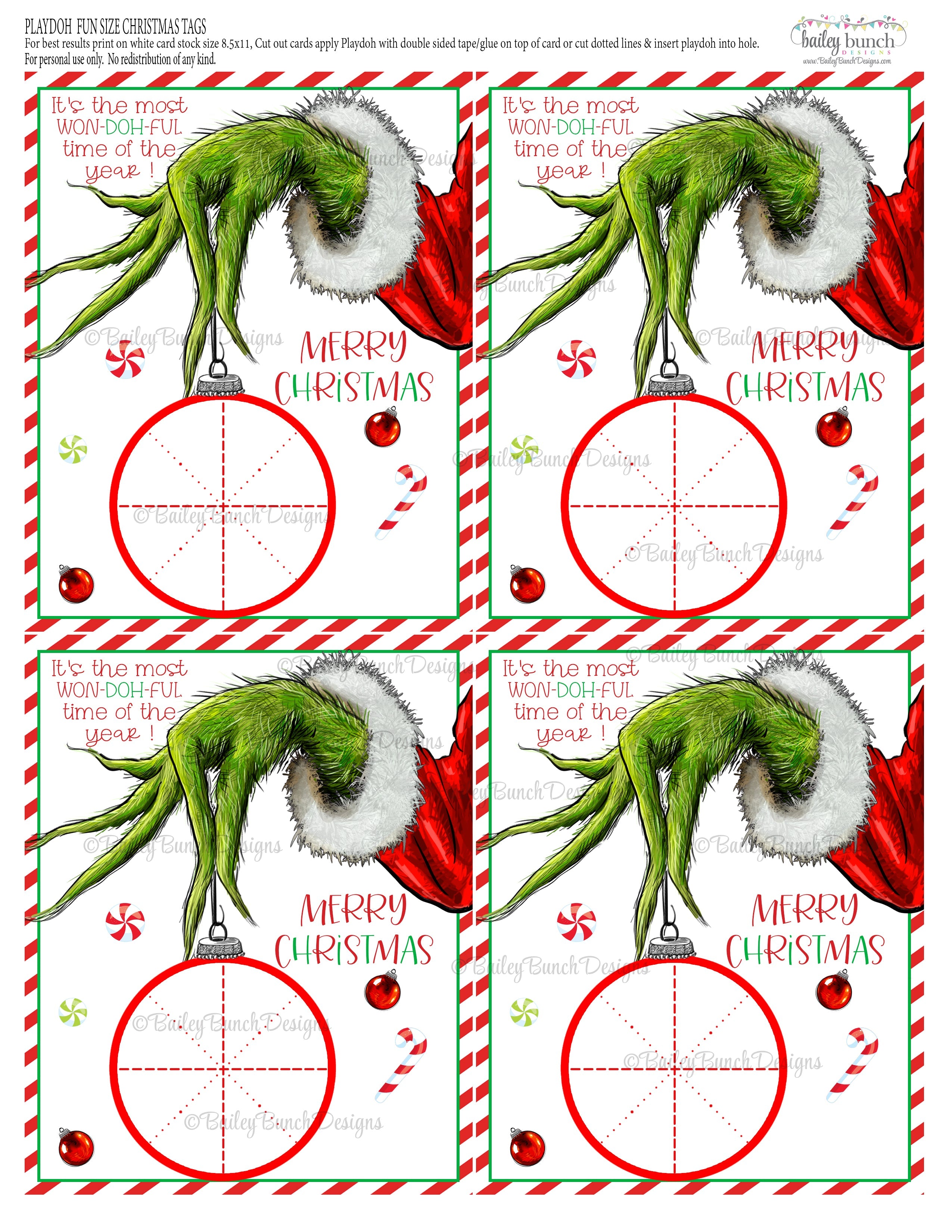 Christmas Grinch Hand Playdoh Gift Tags IDGRINCHPLAYDOH0520 – Bailey Bunch  Designs