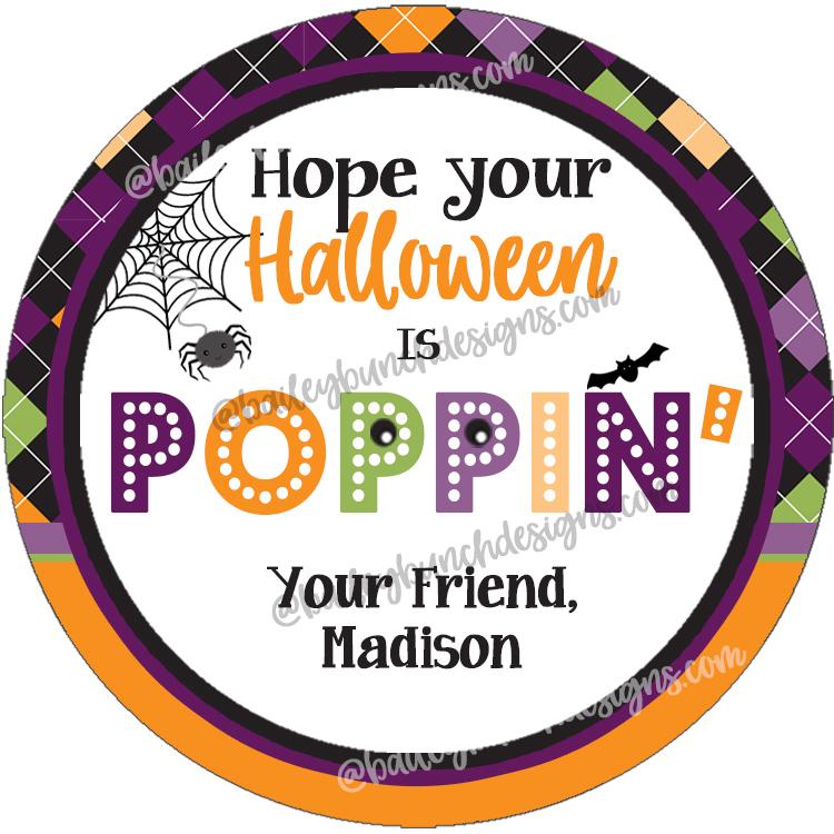 Halloween Pop It Fidget Gift Tags Circles - PERSONALIZED - POPITSFVR0520