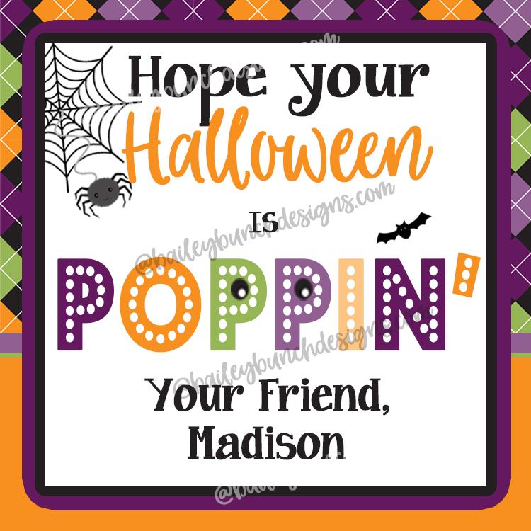 Halloween Pop It Fidget Gift Tags Squares - PERSONALIZED - POPITSFVR0520