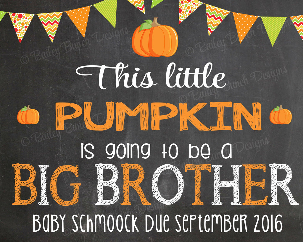 Pregnancy Reveal Announcement Chalkboard Sign, Big Sister, Big Brother FALLP0520