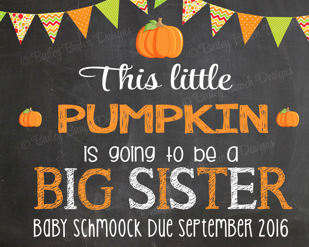 Pregnancy Reveal Announcement Chalkboard Sign, Big Sister, Big Brother FALLP0520