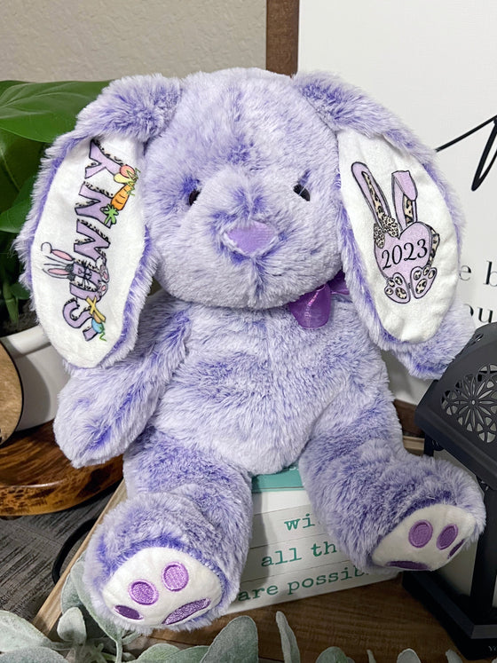 Easter Bunny Stuffed Plush Bunnies Purple Leopard Print & Puzzles Personalized 10inch BUNNYLP0520
