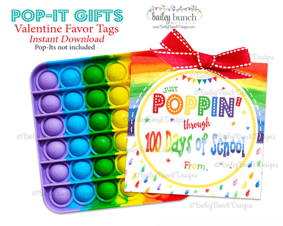 RAINBOW 100th Day of School Pop It Fidget Gift Tags IDRAINBOW1000520