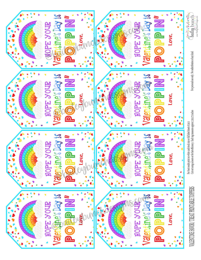 Valentine RAINBOW Pop It Fidget Gift Tags Rainbow Valentine Tags IDVDAYPOPITRAINBOWTAG0520