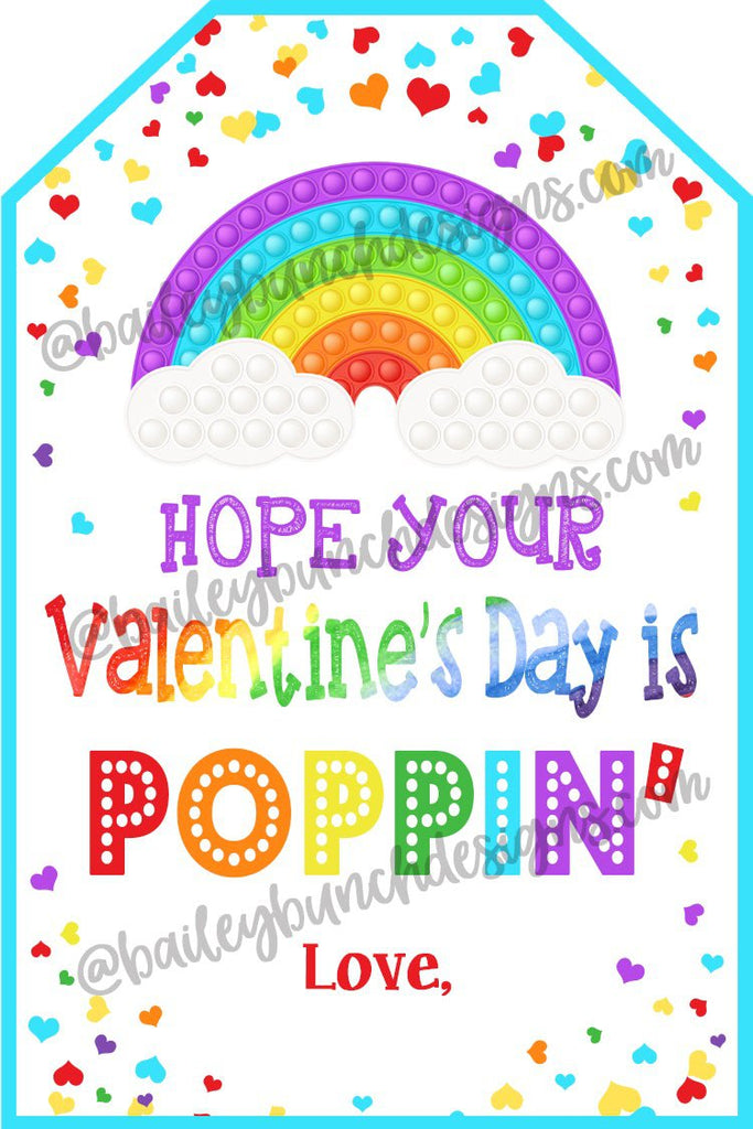 Valentine RAINBOW Pop It Fidget Gift Tags Rainbow Valentine Tags IDVDAYPOPITRAINBOWTAG0520
