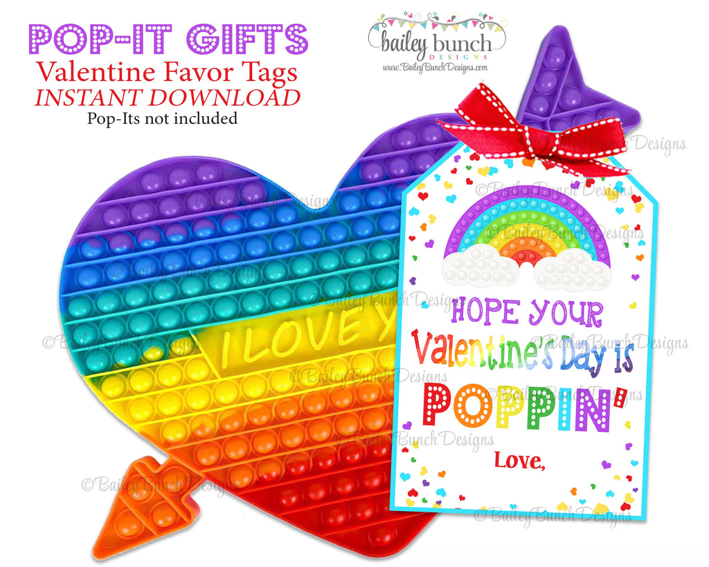 Valentine RAINBOW Pop It Fidget Gift Tags Rainbow Valentine Tags IDVDAYPOPITRAINBOWTAG0520