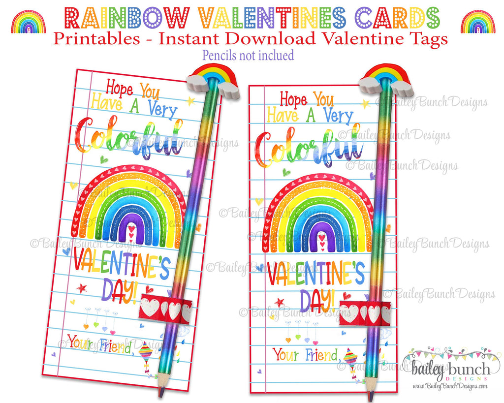 Rainbow Valentines RAINBOW Gift Card Tags Rainbow Valentine IDVDAYRAINBOWS0520