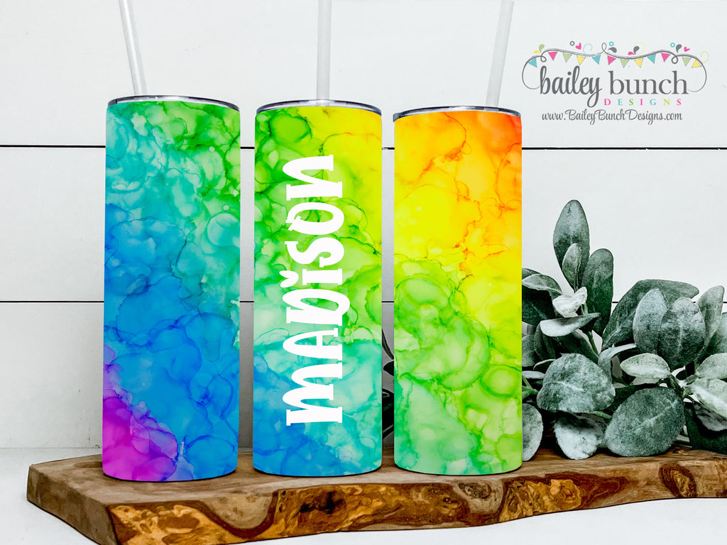 Rainbow Ink Name Shimmer Glitter Tumbler TUMBRAIN0520