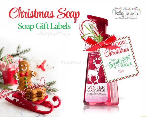 Soap Gift Labels, Teacher Christmas Gift IDSOAP0520