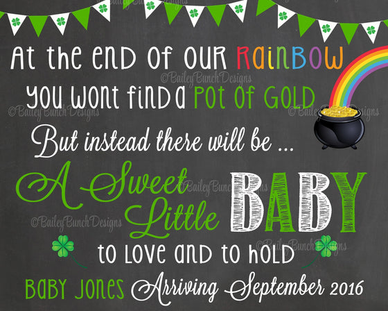 Pregnancy Reveal Announcement Chalkboard Sign, St. Patrick's Day Pregnancy STPCHALK0520