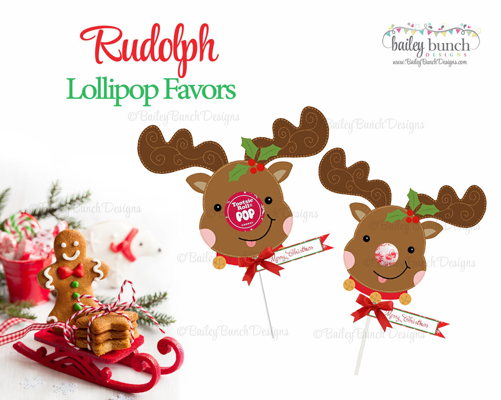 Reindeer Sucker Favor Tags, Christmas Tags IDSUCKER0520