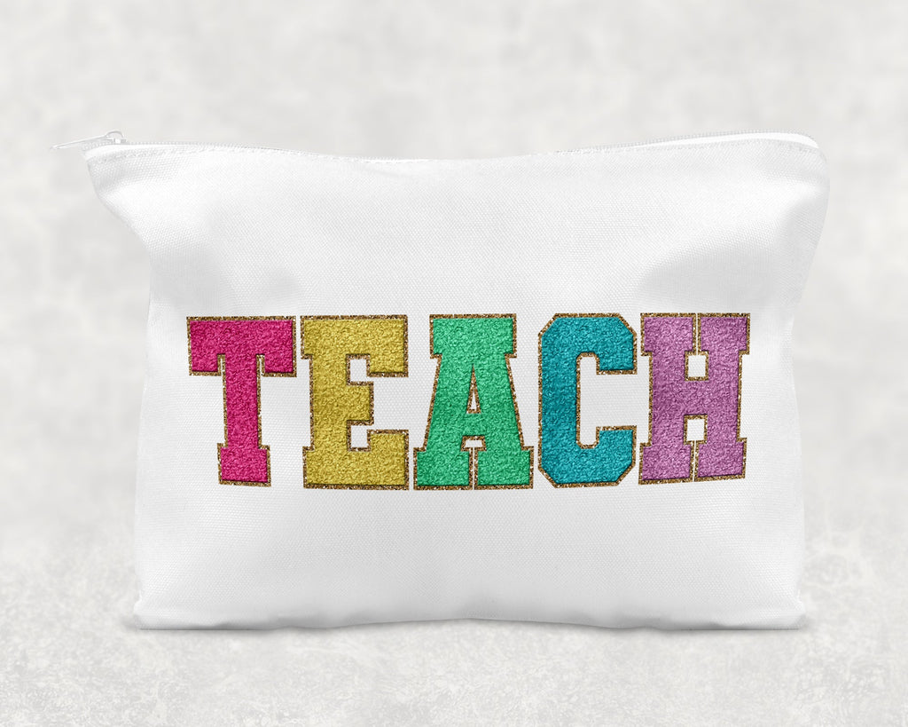 TEACH Faux Chenille Patch Teacher Appreciation Cosmetic Bag COSMOBAG0520