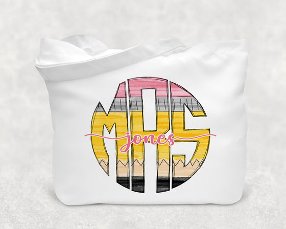 Teacher Tote Pencil Monogram Teacher Appreciation Tote T3TOTE0520