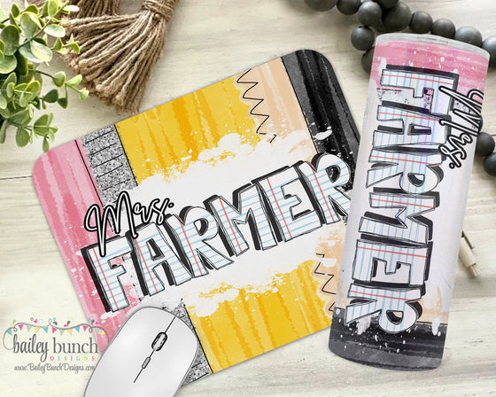 Teacher Pencil Shimmer Tumbler & Mouse Pad Gift Set Bundle 2PENCIL0520