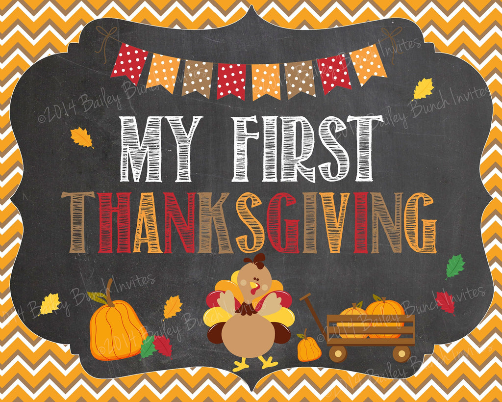Baby's 1st Thanksgiving Day Chalkboard Sign - INSTANT DOWNLOAD ID1STNKSHALK0520