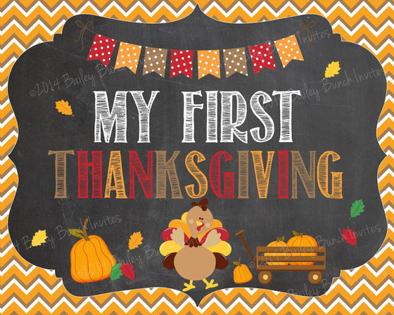 Baby's 1st Thanksgiving Day Chalkboard Sign - INSTANT DOWNLOAD ID1STNKSHALK0520