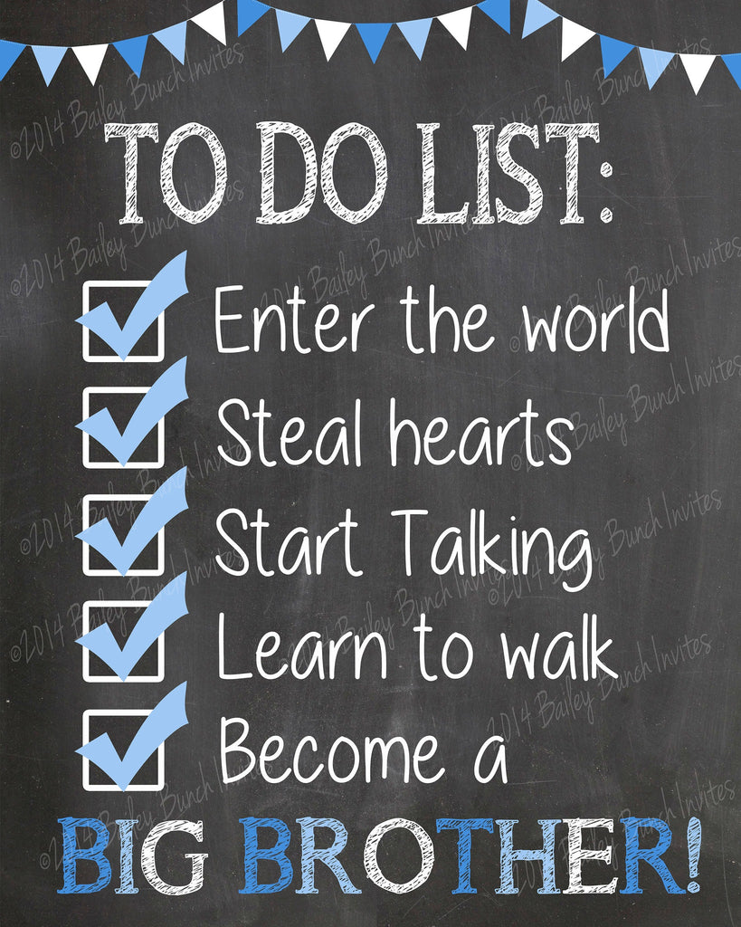 To Do List Big Brother Reveal, Pregnancy, Promoted to big Brother, Chalkboard IDBOYTODO0520