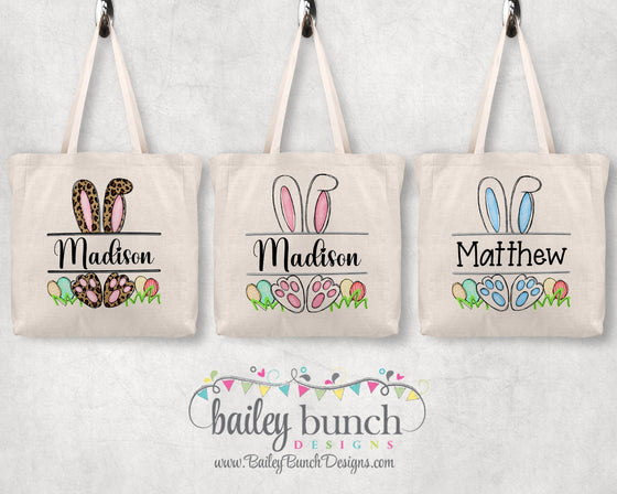 Easter Bunny Name Tote Basket Bunny Tote Bag Personalized BTOTE0520