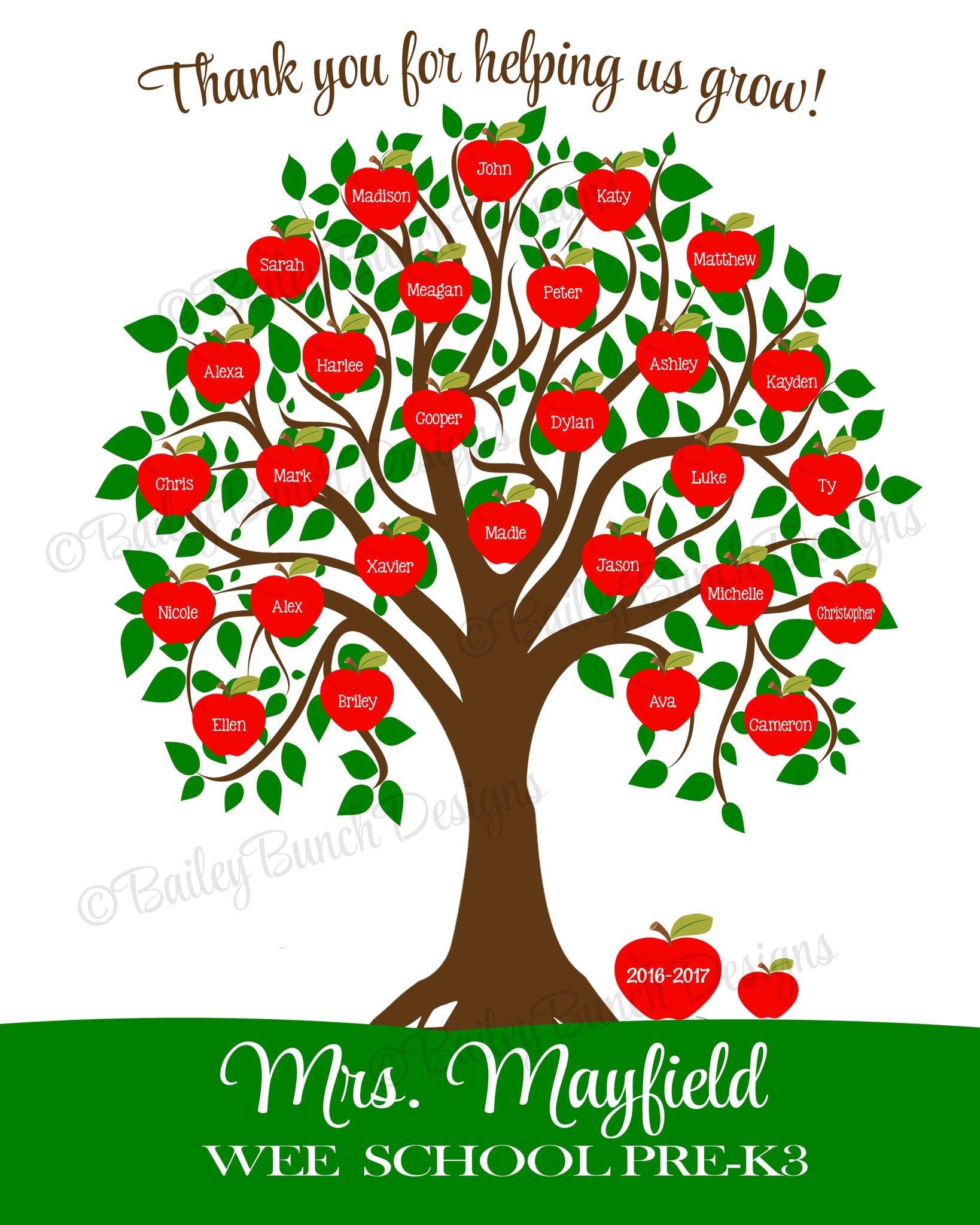 Fall Class Tree Teacher Gift, Class Tree, Classroom Teacher Tree, CLASS0520 - Bailey ...