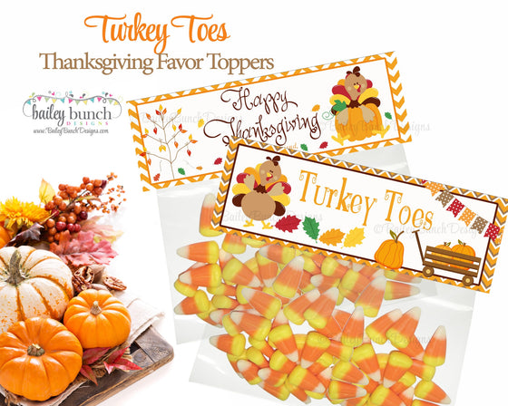 Thanksgiving Turkey Toes Treat Bags, Toppers, Happy Thanksgiving TURKEYTOEVR0520