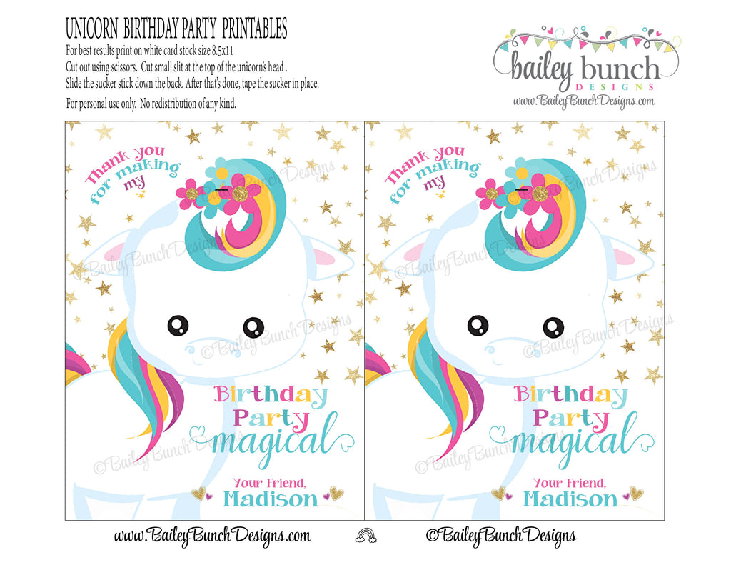Magical Unicorn Birthday Favors, BDAYUNICORN0520