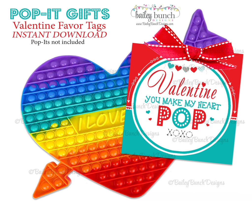 Valentine Pop It Fidget Gift Tags Red Valentine Heart POP IDVDAYPOPRED0520